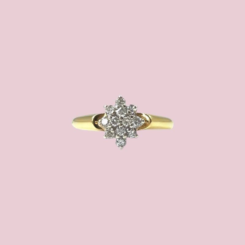 diamant cluster ring goud vintage sieradenmeisje